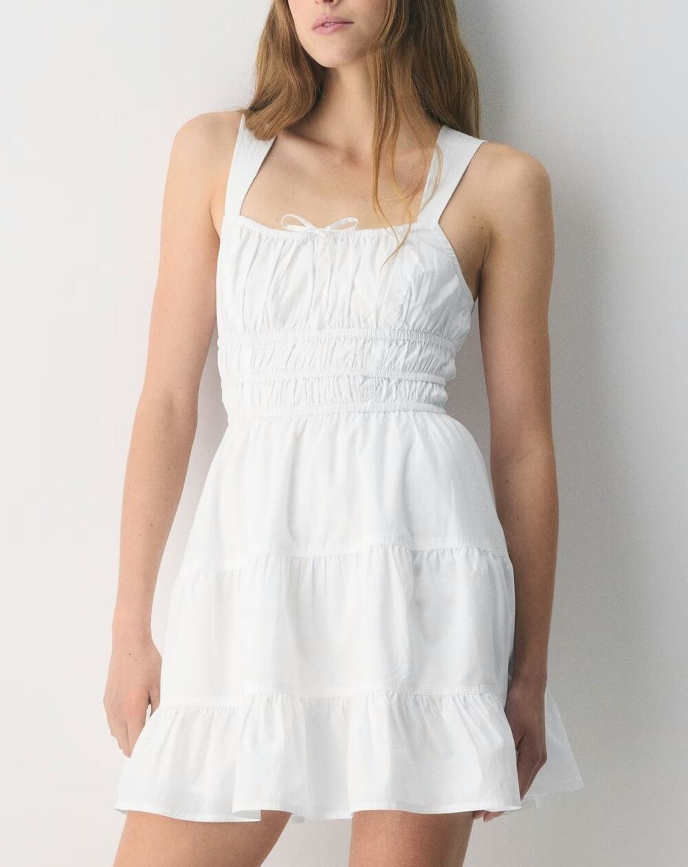 Sunday Best Martine Tiered Cotton Poplin Mini Dress XXS White Coquette Cottage